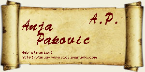 Anja Papović vizit kartica